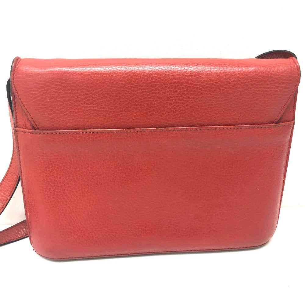 CELINE Shoulder Bag leather Red Crossbody bag vintage Women Used Authentic