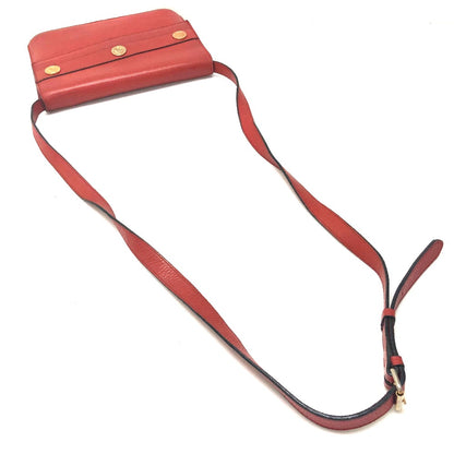 CELINE Shoulder Bag leather Red Crossbody bag vintage Women Used Authentic