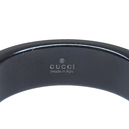 GUCCI Ring Ceramic, 18K Yellow Gold black Interlocking G mens 25 Used Authentic