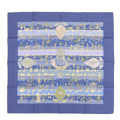 HERMES scarf silk Blue fertile river River fertiles Carre90 Women Used Authentic