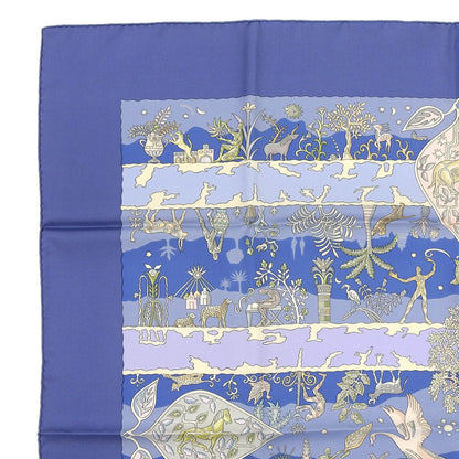 HERMES scarf silk Blue fertile river River fertiles Carre90 Women Used Authentic