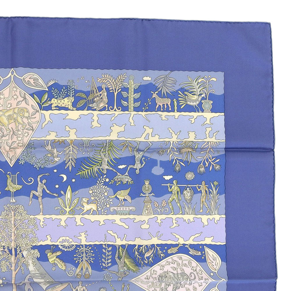 HERMES scarf silk Blue fertile river River fertiles Carre90 Women Used Authentic