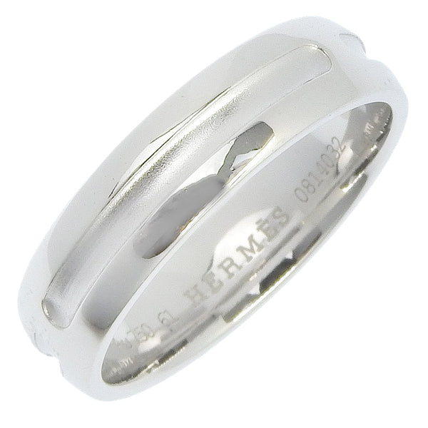 HERMES Ring Empreinte Wedding K18 white gold Silver mens Used Authentic