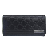 GUCCI Long Wallet Purse GG Shima Calfskin 233112 black(Unisex) Used Authentic