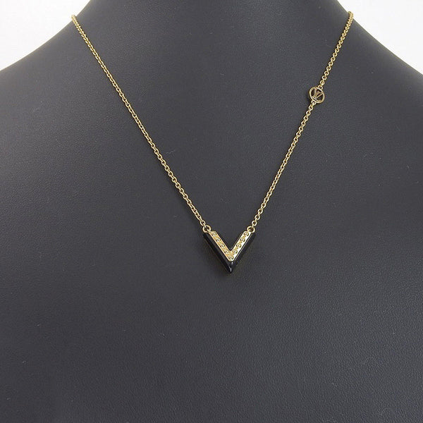 LOUIS VUITTON Necklace Essential V Plated Gold M63181 Black x Gold Wom ...