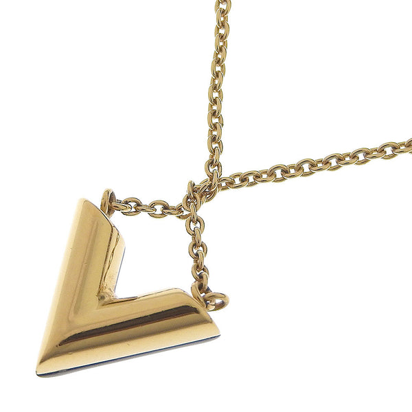 LOUIS VUITTON Necklace Essential V Plated Gold M63181 Black x Gold Wom ...