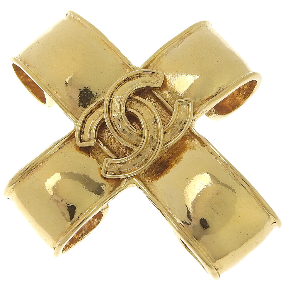 CHANEL Brooch Plated Gold gold vintage COCO Mark cross Women Used Authentic