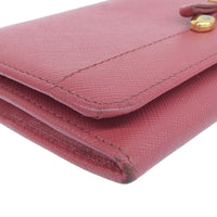 PRADA Long Wallet Purse ribbon Safiano 1M1132 pink Women Used Authentic