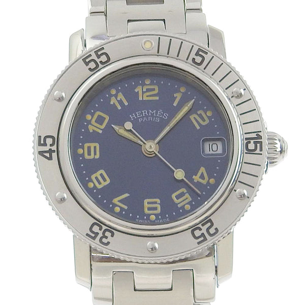 HERMES Watches Quartz Diver Clipper Stainless Steel CL5.210 Silver Dial color:Navy Women Used Authentic