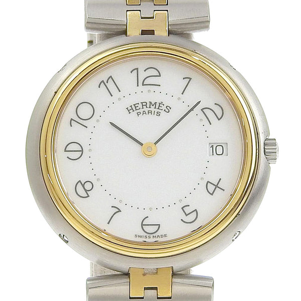 HERMES Watches Quartz profile vintage Stainless Steel,Plated Gold Silver Dial color:White Boys Used Authentic
