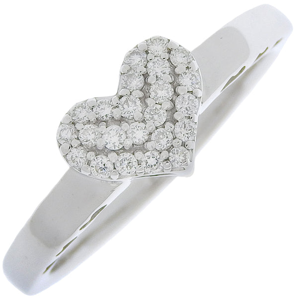 Ponte Vecchio Ring Pave heart 18K white gold, diamond Silver Women Used Authentic
