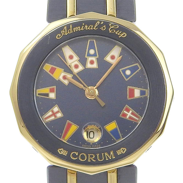 CORUM Watches Quartz Date Admirals cup Gun Blue, YG 39.610.30 V050 Navy Dial color:Navy Women Used Authentic