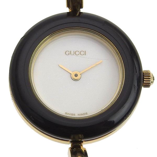 GUCCI Watches Quartz Change belt Plated Gold 11/12.2 gold Dial color:White Women Used Authentic