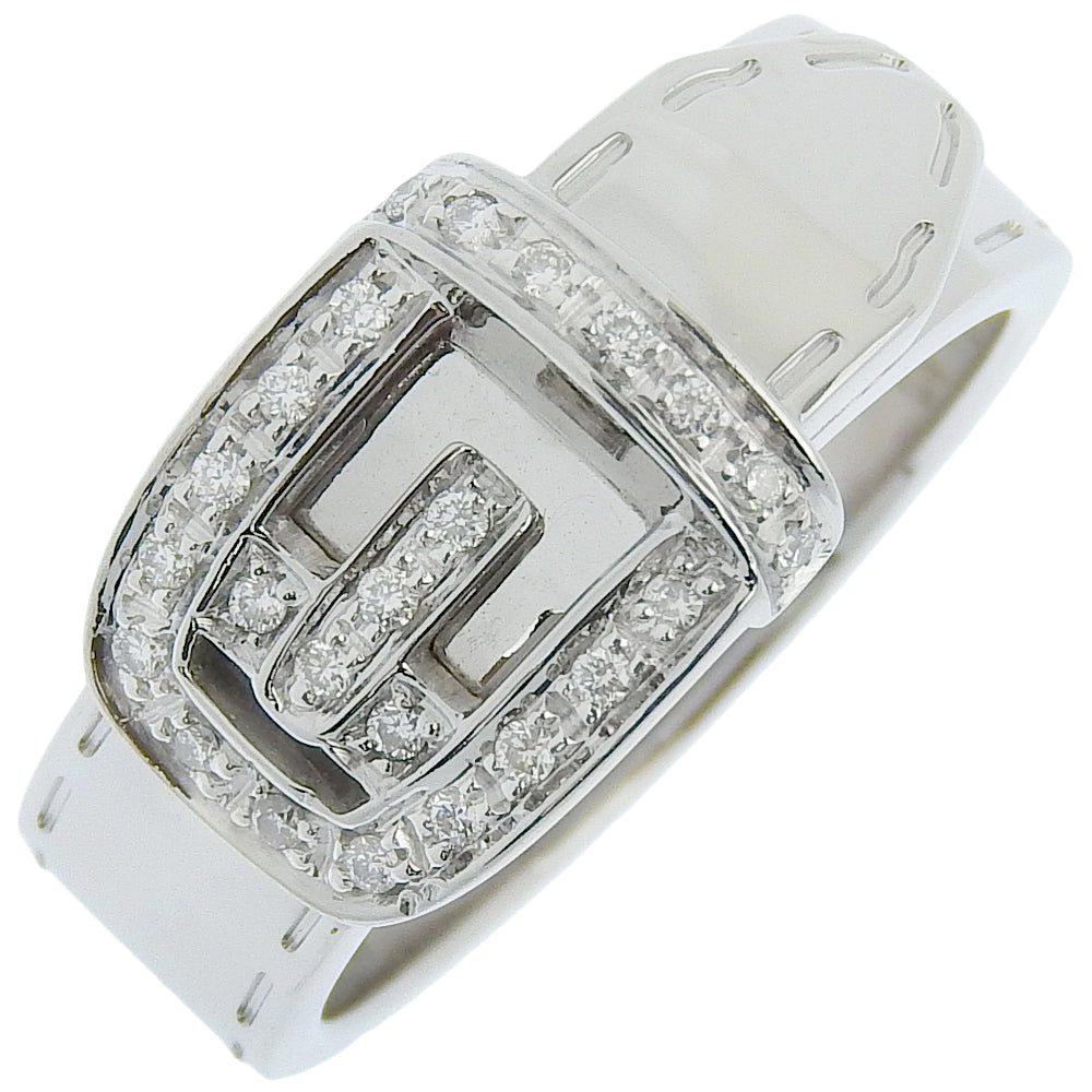 GUCCI Ring K18 White Gold, Diamond White gold belt ring Women 11 Used Authentic