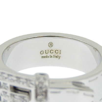 GUCCI Ring K18 White Gold, Diamond White gold belt ring Women 11 Used Authentic