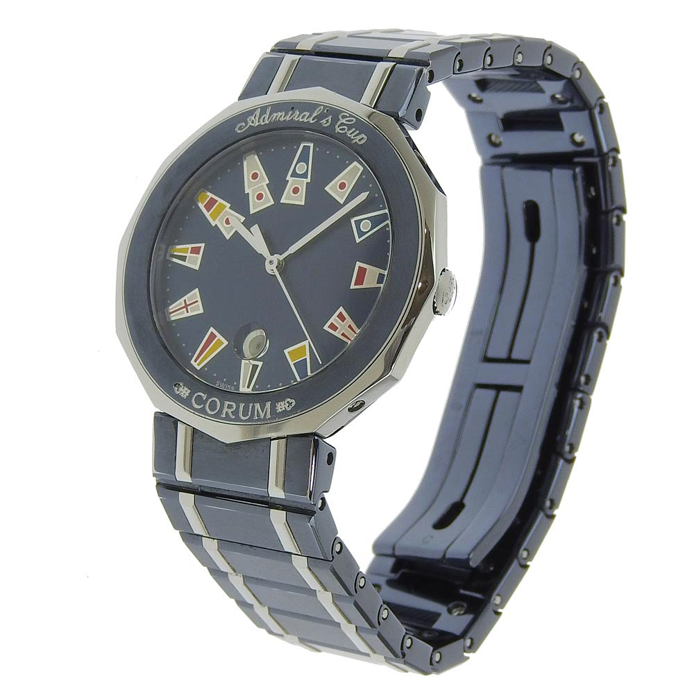 CORUM Watches Quartz 99.710.30 V050 Gun Metal Blue Silver Admirals cup Navy dial Women Used Authentic