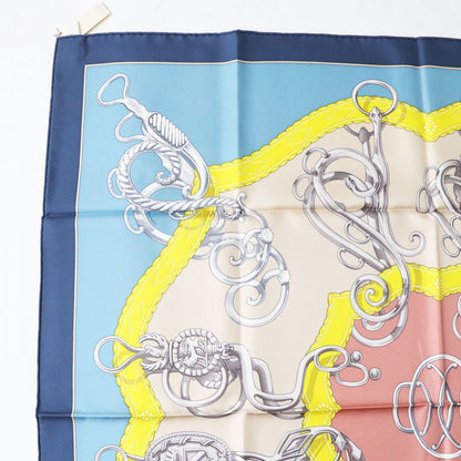 HERMES scarf silk MARINE/BLEU GLACIE Carre90