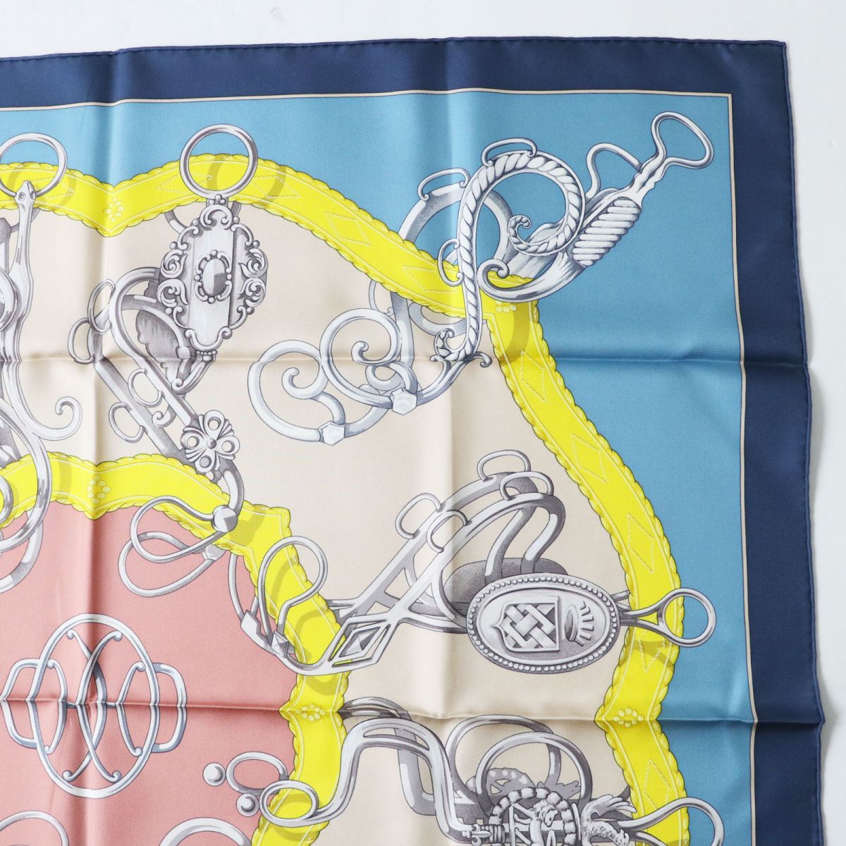 HERMES scarf silk MARINE/BLEU GLACIE Carre90