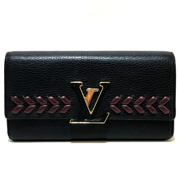 LOUIS VUITTON Folded wallet M62076 Taurillon Clemence Leather black Taurillon Clemence Portefeuille Capsine Women Used Authentic