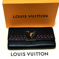 LOUIS VUITTON Folded wallet M62076 Taurillon Clemence Leather black Taurillon Clemence Portefeuille Capsine Women Used Authentic