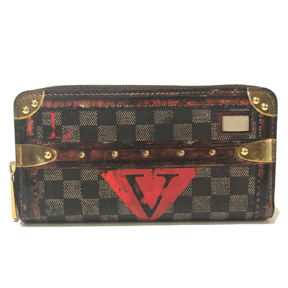 LOUIS VUITTON Long Wallet Purse M63490 Damier canvas Brown Transformed Damier Trompe l’oeil zippy wallet