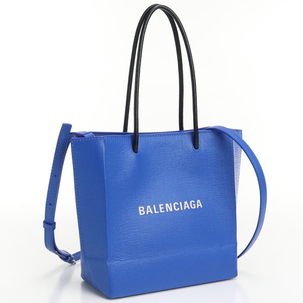 Balenciaga 597858 Einkaufstasche XXS Einkaufstasche Umhängetasche schwanken blaues Leder