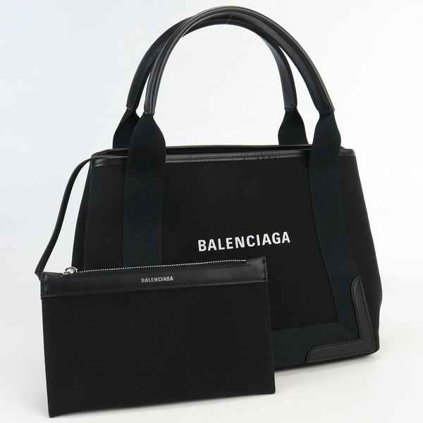 BALENCIAGA 339933 Navy kabas S Hand bag Cotton canvas Women black