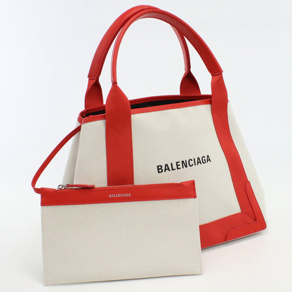 BALENCIAGA 339933 Navy kabas S Tote Bag canvas white Women