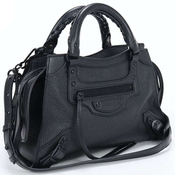 BALENCIAGA 679231 15Y47 1000 Neo Classic City XS Handbag Calfskin Black Women