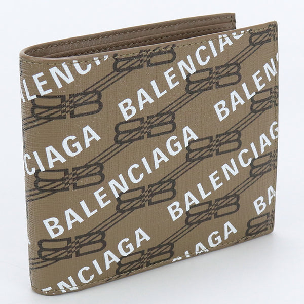BALENCIAGA 594315 Square Fold Signature Bi-fold wallet PVC brown unisex