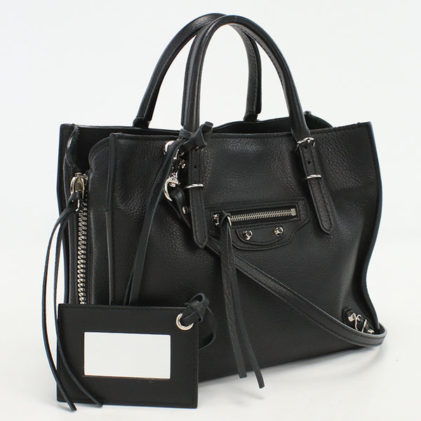 BALENCIAGA 357333 Paper mini Tote Bag shoulder bag leather black Women