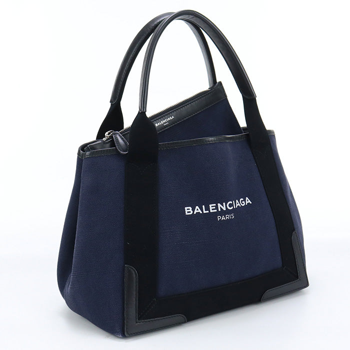 BALENCIAGA 339933 kabas S Tote Hand Bag canvas Navy Women