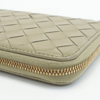 BOTTEGAVENETA Zip around wallet INTRECCIATO Long Wallet Beige lambskin Leather Women