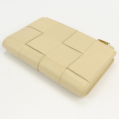 BOTTEGAVENETA 750262 medium cassette INTRECCIATO Folded wallet lambskin beige Women