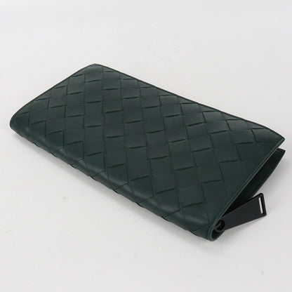 BOTTEGAVENETA 608556 Long Wallet INTRECCIATO Zip Around Purse leather green mens