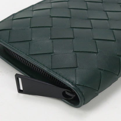 BOTTEGAVENETA 608556 Long Wallet INTRECCIATO Zip Around Purse leather green mens