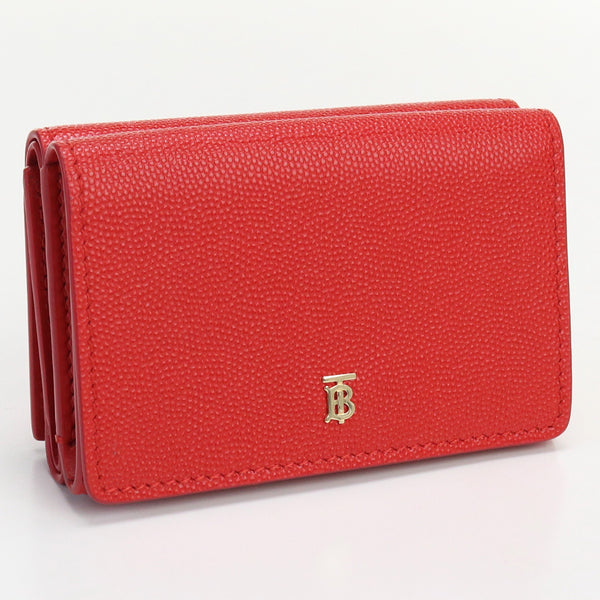Burberry 8018960 A1460 Portafoglio compatto con il portafoglio tre volte con materiale in pelle rossa a colore della borsa
