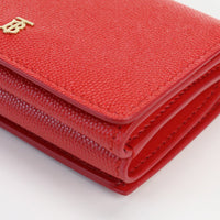 BURBERRY 8018960 A1460 Billetera compacta Billetera de tres veces con monedero Material de cuero rojo Material de cuero rojo Mujeres