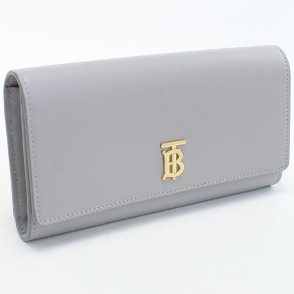 BURBERRY TB Continental Wallet Purse folio leather long wallet Color: gray Women