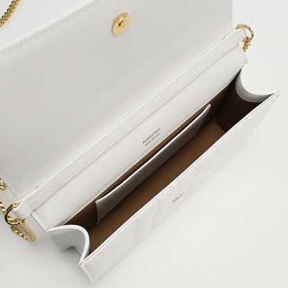 BURBERRY roller clutch Diagonal crossbody Shoulder Bag leather White Women