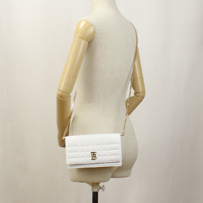 BURBERRY roller clutch Diagonal crossbody Shoulder Bag leather White Women