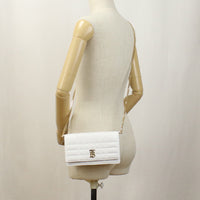 BURBERRY roller clutch Diagonal crossbody Shoulder Bag leather White Women
