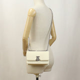 BURBERRY Mini TB Bag Diagonal crossbody Shoulder Bag leather White Women