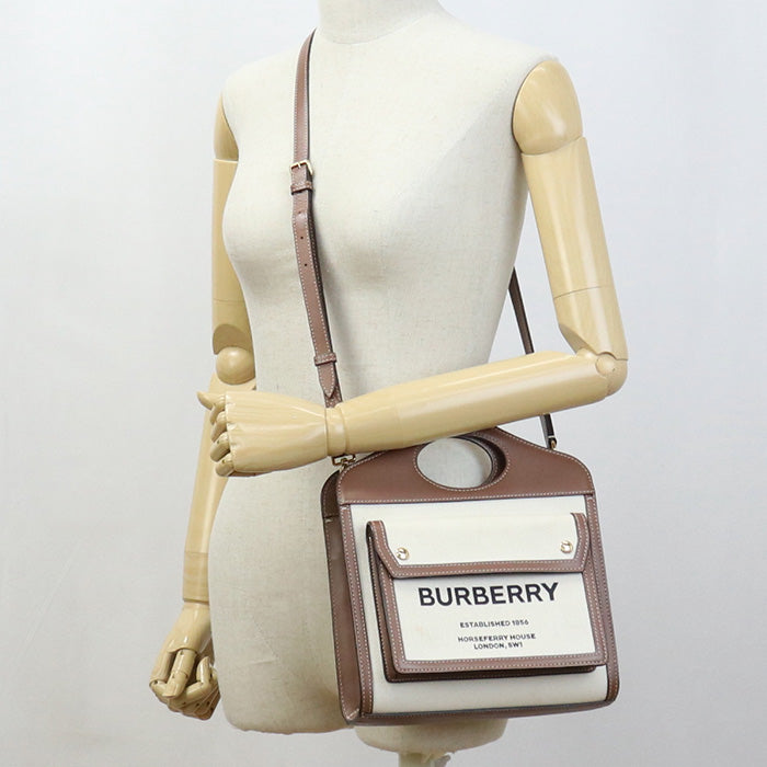 BURBERRY 8039361 Handbag mini pocket bag Shoulder bag canvas/leather beige Brown Women