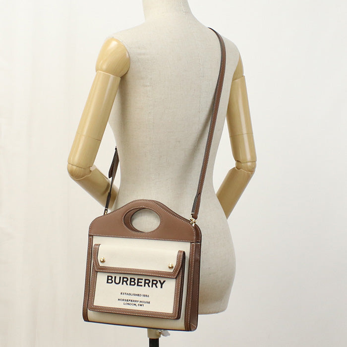 BURBERRY 8031746 Handbag Mini pocket bag 2WAY Bag Cotton canvas,leather white Women