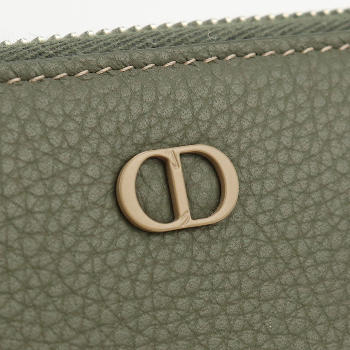 Christian Dior Long zip wallet CD Icon PurseZip Around Calfskin/Grained calfskin khaki mens