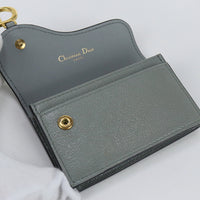 Christian Dior S5611 CCEH M41G flap card holder saddle Case Goatskin gray Women