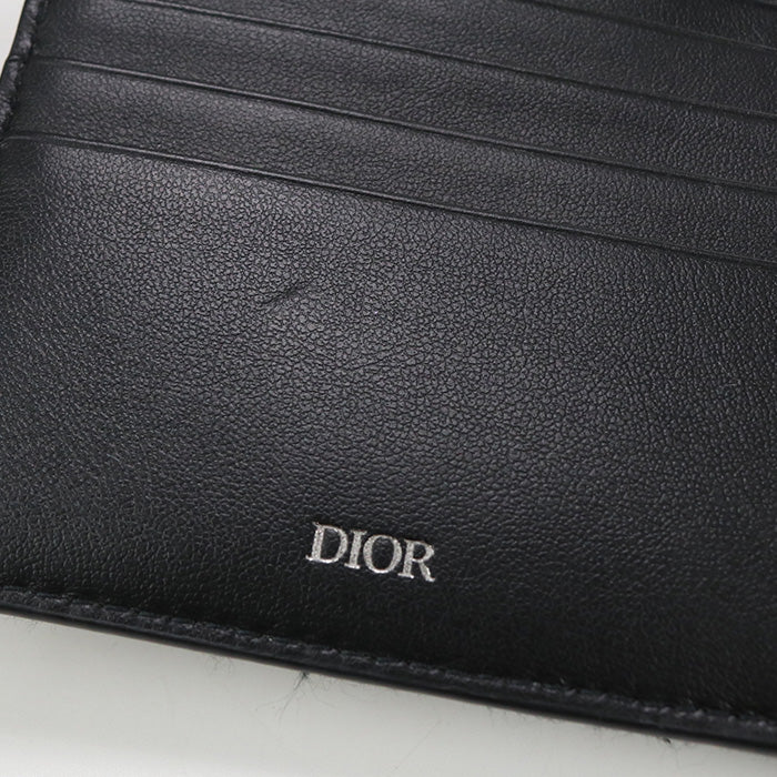 Christian Dior 2OBBC027YSE H03E Bi-fold wallet Dior Oblique  Jacquard purse with coins canvas, leather black mens(unisex)