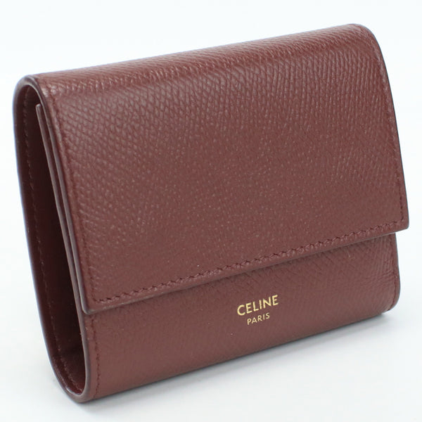 CELINE Small trifold wallet Compact wallet leather Women Brown