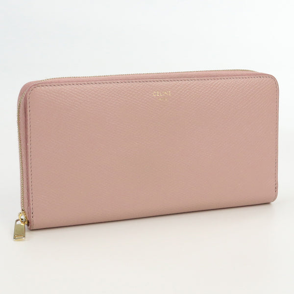 Celine 10B553Bel Große Reißverschluss Brieftasche Pursezip um Leder Frauen rosa Beige